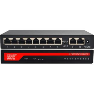 Commutateur r&eacute;seau Gigabit 10 Ports,LAN RJ45 Port Fast Ethernet,r&eacute;partiteur LAN,r&eacute;partiteur LAN 10/100/1000 Mbps,Plug and Play fanless en m&eacute;tal,Convient pour Le Bureau et la Maison - Neuf