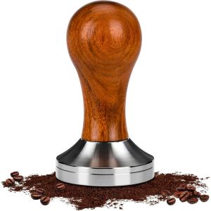 CMWS-Tamper &agrave; Caf&eacute; 51MM Tampon &agrave; Caf&eacute; Tasseur de Caf&eacute; en Acier Inoxydable Poign&eacute;e en Bois Espresso Tamper avec Base Ondul&eacute;e Poign&eacute;e en Bois Presse-Caf&eacute; Doseur &agrave; Caf&eacute; pour Amateurs de Caf&eacute; - Neuf