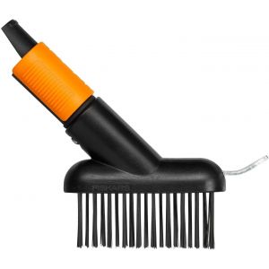 Grout brush for weeding,blunt on the terrace,Length: 18.5 cm,Width: 15 cm,Steel bristles/Glass fibre reinforced plastic body,Black/Orange,QuikFit,1000657 - Neuf