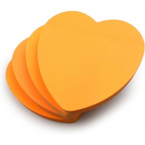 Evergreen Goods Lot De 4 Blocs De Notes Adhésives Amovibles En Forme De C?Ur Orange Fluo 7,6 X 7,6 Cm - Pour Bureau, École, Maison, Saint-Valentin - Neuf