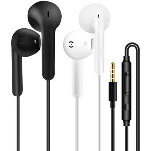 ERYI-2 Pack Ecouteurs Filaire Écouteurs Intra-Auriculaires Oreillettes Filaires Ecouteur Prise Jack Avec Micro Casque Et Ecouteurs Ergonomique Stéréo, Jack 3.5Mm Universel Pour Samsung Huawei Android - Neuf