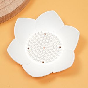 Lot de 4 porte-savons en forme de fleur de lotus, boîte à savon en silicone, silicone - Neuf