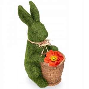 KADAX Figurine de lapin de P&acirc;ques avec panier, c&eacute;ramique - Neuf