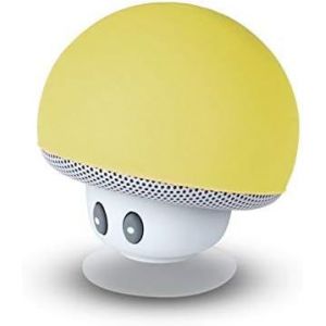 Enceinte Bluetooth &eacute;tanche en forme de champignon (7,3 x 7,3 x 8,9 cm, jaune) - Son puissant - Multifonction - Fixation par ventouse - Id&eacute;e cadeau - Neuf