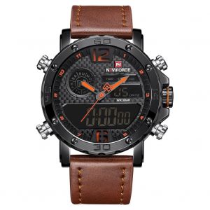 Montre-Bracelet Electronique Tendance Pour Homme, Etanche, En Pu, Avec Boitier Blanc Et Orange - Neuf