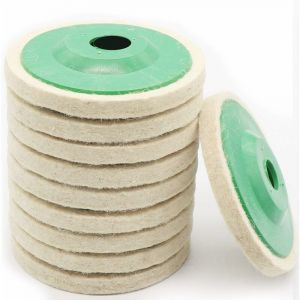 Lot de 10 disques ronds en feutre de laine de 10,2 cm, pour meuleuse d'angle 100 degrés, diamètre d'alésage blanc et vert - Neuf