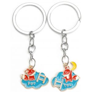 KAL-Lot De 2 Porte-Clés Motif Renard, Cadeaux Pour Amies, Enseignantes Et Femmes, Anniversaire, Remise De Diplôme, Adieux Et Amitié, Porte-Clés Amusants Pour Toutes Les Occasions - Neuf
