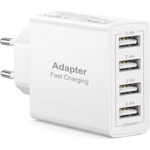 Chargeur Usb, 25W/5A 4Port Prise U-Sb Multiple Prise Chargeur Rapide, Bloc Chargeur Usb Adaptateur Secteur Pour Iphone 16 15 14 13 12 11 Pro Max Xs 8, Samsung Galaxy S25 S24 S23, Xiaomi, Hua[Z989] - Neuf