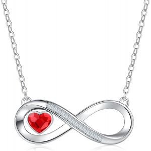 Collier Infini Femme, Bijoux Coeur Pendentif Argent 925, Zirconia Cubique, Cadeau Anniversaire Maman - Neuf