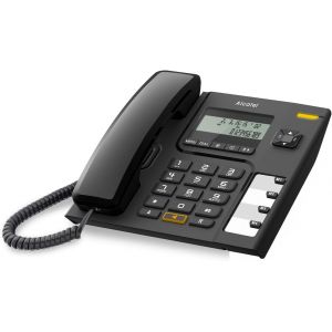 T56 - T&eacute;l&eacute;phone Fixe Filaire - &Eacute;cran Num&eacute;rique - Mains Libres - Journal Des Appels Re&ccedil;us - Touche Rappel - 4 M&eacute;moires Directes - Noir - Neuf