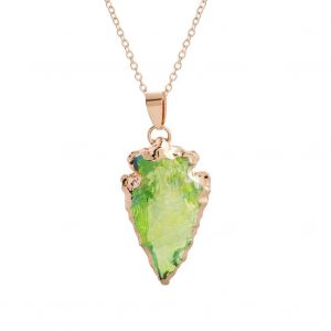 Femmes Alliage Faux Cristal Goutte Pendentif Cha&icirc;ne R&eacute;glable Collier Bijoux (Vert) - Neuf