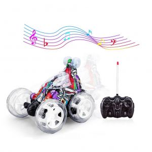 Voiture de cascade telecommandee Invincible Tornado, rotative a 360¡ã, double face, rechargeable, avec musique legere, pour enfants - Neuf