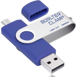 Clé USB 128 Go,2 en 1 OTG USB 3.0 Mémoire Stick,Pivotant U Disque avec Port Micro-USB pour Smartphone Android,Tablette et Ordinateur Stockage Externe (Bleu) - Neuf