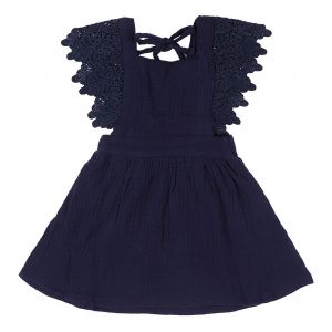 Jolie Robe D'ete Sans Manches En Dentelle Pour Fille De 3 A 18 Mois (Bleu 80) - Neuf