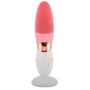 Brosse nettoyante electrique a ultrasons en silicone, appareil de nettoyage des pores, rose - Neuf