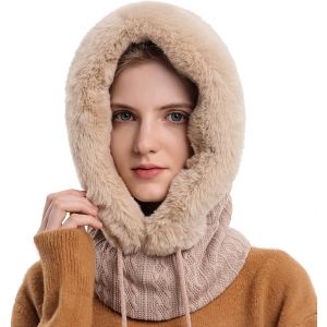 Jexnovashop-Bonnet Femme Hiver Bonnet Balaclava En Tricot Avec Cache-Cou Flexible Bonnet Cagoule Pour V&eacute;lo Ski Randonn&eacute;e Montagne Camping - Neuf