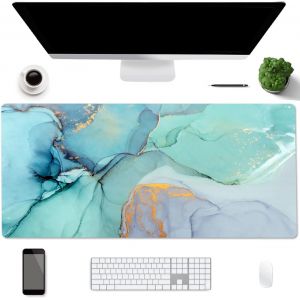 Tapis De Bureau En Cuir Pu,80 X 40Cm Tapis De Souris,Antid&eacute;rapante Sous-Main Protection De Bureau,Grand Bloc-Notes De Bureau &Eacute;tanche Pour Le Bureau Et La Maison-Marbre Vert - Neuf