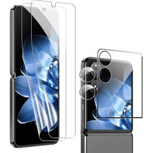 CAUC-Protection &eacute;cran pour Xiaomi mix Flip/Xiaomi mix Flip 2, Film Verre Tremp&eacute; 2 Pi&egrave;ces + Arri&egrave;re Verre Tremp&eacute; 1 Pi&egrave;ces + Cam&eacute;ra Arri&egrave;re Protecteur 1 Pi&egrave;ces Duret&eacute; 9H, Sans Bulles,HD Anti-rayure - Neuf