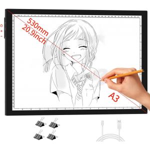 Mevronisshop-Tablette Lumineuse Dessin, Side Buttons Tablette Lumineuse A3, 42&times;32 Cm Table Lumineuse Dessin. Table Lumineuse A3 &Agrave; 10 Niveaux De Gradation Pour Dessin, Tra&ccedil;age, Peinture Diamant - Neuf