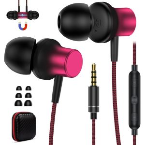 lbgwp60-couteurs Intra-Auriculaires En Nylon Avec Fil Et Microphone Hi-Fi Stéréo Isolation Acoustique Jack 3,5 Mm Pour Iphone Ipad Galaxy Huawei Oppo Oneplus Laptop Android Magnétique Casque Pour - Neuf