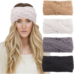 4 Pi&egrave;ces Bandeau Cheveux Pour Femme Bandeaux Hiver Serre-T&ecirc;te Tricot&eacute; Oreille R&eacute;chauffeur Chaud Nou&eacute; Bande Elastique Cheveux Pour Femmes Filles - Neuf