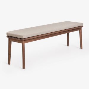 Banc De Jardin 160 Cm En Bois D'acacia Et Tissu Kaela Brun Acacia Fonc&eacute; - Neuf