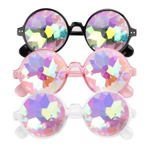 Lunettes Kal&eacute;idoscope, 3 Pack Festival Rave Rainbow Lunettes De Soleil, Verres En Cristal, Lunettes &Agrave; Prisme Fractal Multicolore Party - Neuf