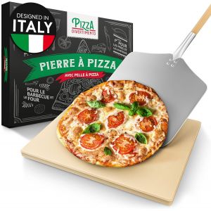 Jexnovashop-Pierre À Pizza Pour Four - Avec Pelle À Pizza En Bois - Pierre Pizza En Cordiérite - Pour Une Base Croustillante Et Une Juteuse - Neuf