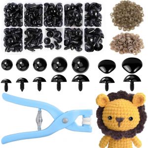 SJZG-Ensemble De 281 Pi&egrave;ces Yeux De Securite Amigurumi Yeux Crochet Yeux De Poup&eacute;e Au Crochet 6/8/9/10/12Mm 40 Nez (9/11Mm) Clips De Fixation Assortis Mat&eacute;riaux Pour Poup&eacute;es Artisanales - Neuf