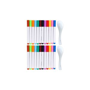 Coffret de 12 stylos &agrave; eau pour enfants - 2 stylos &agrave; encre flottante avec cuill&egrave;re en c&eacute;ramique pour des activit&eacute;s artistiques amusantes - Neuf