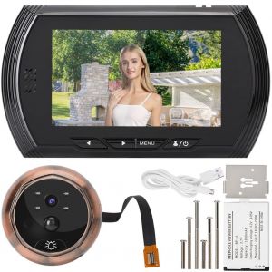 Sonnette video HD 4,5 pouces 2 MP avec camera electronique et enregistrement photo (noir) - Neuf
