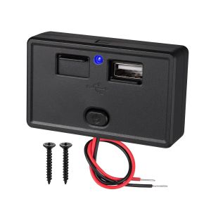ERYI-Prise Usb 12V, Double Prise Chargeur Voiture Usb 4.8A, Chargeur Rapide Voiture Avec Interrupteur Et Couvercle À Ressort, Chargeur Rapide Voiture Etanche Pour Camping-Car, Bateau, Moto,Caravane - Neuf