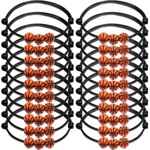 Kal-20pi&egrave;ces Bracelets &Agrave; Breloques Avec Perles De Football Baseball Basket-Ball Bracelet Ajustable Pour Enfants Gar&ccedil;ons Hommes, F&ecirc;te Du Sport, Bracelets D'inspiration - Neuf