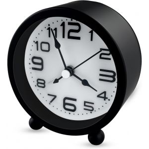 R&eacute;veil analogique sans tic-tac pour Enfant, R&eacute;veil Matin Silencieux, R&eacute;veil Silencieux &agrave; Quartz analogique &agrave; Piles, Cadeaux de Rentr&eacute;e pour &eacute;tudiants Enfants Gar&ccedil;ons Filles(Noir) - Neuf