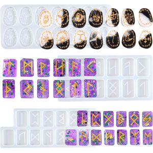 Sorci&egrave;re Runes Pierre Silicone Moule R&eacute;sine &Eacute;poxy Moulage Silicone Moules Sorcellerie Bijoux Moulage Ensemble 39-Cavity - Neuf