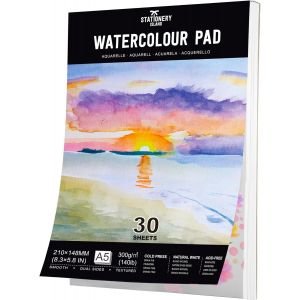 KALANKA-A5 Papier aquarelle 300 g, 30 feuilles pour aquarelle, album de dessin professionnel, papier pour aquarelle, idéal pour peinture et dessin à l'aquarelle - Neuf