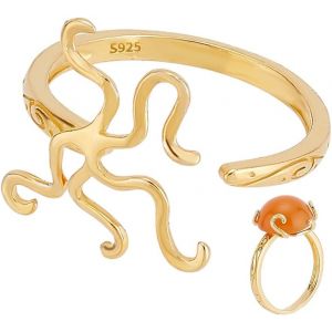 Kahfl-Base De Bague À Griffes En Argent Sterling 925,5 Bague Réglable Avec Monture Vierge Dorée Pour Bijoux Cabochons En Pierres Précieuses Irrégulières - Neuf