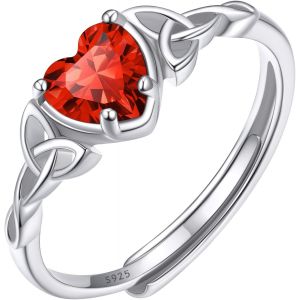 Tianyi-Bague Femme Argent Reglable,Anneau Fiançailles Ajustable Avec Pierre Coeur Et Celtique,Bijoux Brillant Cadeau Femme Pour Noel Anniversaire - Neuf