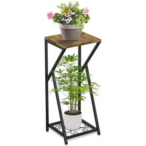 KALANKA-Support plantes interieur, Porte Plante Interieur en Métal pour Plantes D'intérieur, 2 étagères Modernes pour Pot Plante de Support, Porte Plantes d'Angle pour Salon, Balcon, Jardin - Neuf