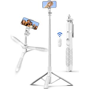Perche &Agrave; Selfie Tr&eacute;pied, 179cm Trepied Smartphone Extensible En Aluminium Avec T&eacute;l&eacute;commande Selfie Stick Trepied Rotative &Agrave; 360&deg; Pour Iphone Et Android, Enregistrement Vid&eacute;o, Blogage, Streaming - Neuf