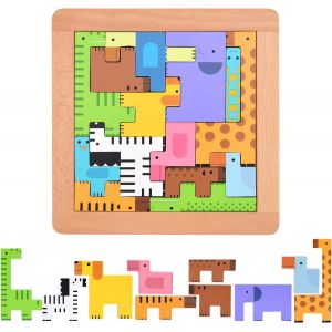 ChenQuanSarl-Casse-T&ecirc;te En Bois De H&ecirc;tre Pour Tout-Petits De 3 Ans Et Plus - En Forme D'Animal - Blocs De Construction Montessori - Jouets &Eacute;ducatifs Pour Enfants, Tout-Petits De 3 Ans Et Plus, Vert, - Neuf