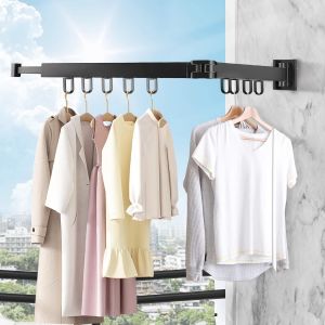 KGABERY-Etendoir Linge Étendoir Mural Séchoir À Linge Etendoir Linge Interieur Extensible Étendoir À Linge 90Cm Rabattable Avec 12 Crochets Pour Balcon,Salle De Bain,Hôtel - Neuf