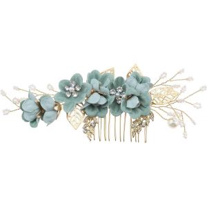 Kal-Peigne À Cheveux Pour Mariée - Pinces À Cheveux Avec Strass Et Perles - Accessoires Pour Cheveux Pour Mariage, Demoiselle D'honneur - Vert - Neuf