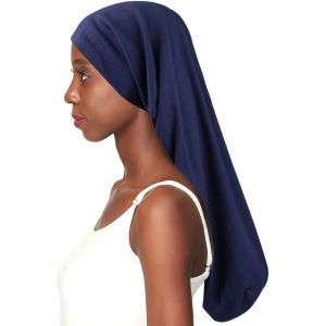 Bonnets de nuit doublés de satin pour tresses, dreadlocks, cheveux bouclés naturels, réglables, bleu marine - Neuf