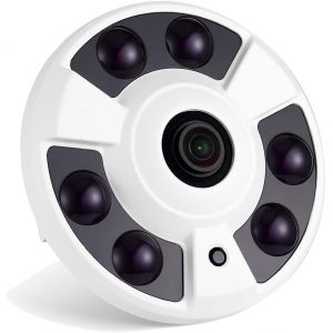 Poe 5Mp Fisheye Ip Camera, Hd Cctv Indoor Security Camera 1.7Mm Lens 180 Degree View Angle 6 Array Led Ir Night Vision P2P H.265 Motion Detection (If02-P-Hs White) - Neuf