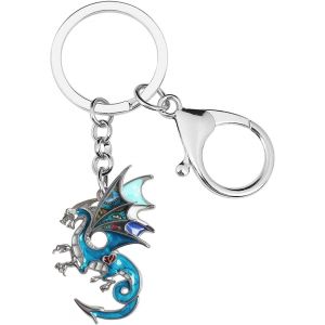 KAL-Porte-Cl&eacute;s Dragon En Alliage &Eacute;maill&eacute; Porte-Cl&eacute;s Fantaisie Dinosaure Bijoux Pour Femmes Filles Sac Portefeuille Charms Cadeaux - Neuf