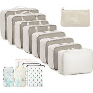 TIANYI-Organisateur Valise, Lot de 15 Rangement Valise Organisateur, Imperm&eacute;able sac Rangement Valise, Packing Cubes R&eacute;sistant &agrave; la D&eacute;chirure, Organiseur Valise pour Voyage avec Poches Transparentes - Neuf