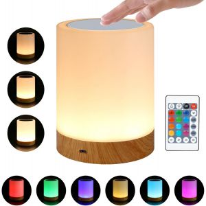 Veilleuse Led Lampe De Chevet Tactile - 13 Couleurs, 5 Niveaux De Luminosité, 3 Modes Dimmable Avec Télécommande - Lampe De Table Pour Chambre À Coucher, Chambre De Bébé Et Salon - Neuf