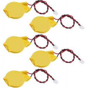 Lot de 5 piles 3 V CRBIOS CMOS avec fils et connecteur de fil pour ordinateur, carte PDA IC, horloge &eacute;lectronique, montre, appareil &eacute;lectronique portable - Neuf