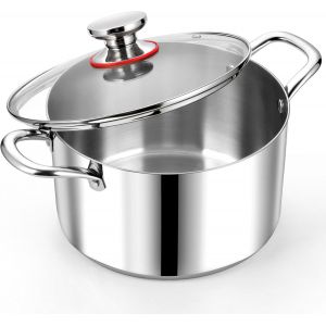 Subzonal-Grande Casserole &Agrave; Induction De 6,6 L Avec Couvercle En Verre - En Acier Inoxydable &Agrave; 3 Couches - Fond Stable Pour Tous Les Types De Plaques De Cuisson - Acier Inoxydable Poli Et Non Rev&ecirc;tu - Neuf